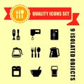 Kitchen ware quality icon set Royalty Free Stock Photo