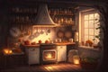 kitchen with warm, cozy lighting, filled with the smells of cooking