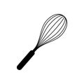 Kitchen whisk icon. Hand drawn sketch illustration isolated on white background. Cook flour mixe. Culinary whisk symbol Royalty Free Stock Photo