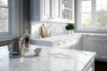 Kitchen white marble countertop