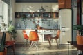 Modern Scandinavian-inspired kitchen with dining area Royalty Free Stock Photo