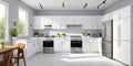 A kitchen with white walls