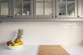 Kitchen with white worktop