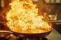 Kitchen Wok Fire Royalty Free Stock Photo
