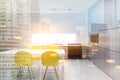 Kitchen with yellow chairs double Royalty Free Stock Photo