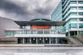 Kitchener City Hall with skating ring in front of the building, Ontario, Canada Royalty Free Stock Photo