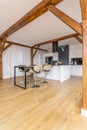 Kitchenette in spacious wooden room Royalty Free Stock Photo