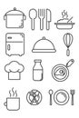 Cooking line icons. Kitchen. Outline thin line icons. Royalty Free Stock Photo