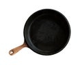 Kitchenware black cooking pan with brown wooden handle