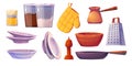 Kitchenware and cook tool vector illustration set