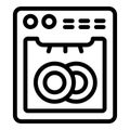 Kitchenware dishwasher icon outline vector. Household dishwasher machine