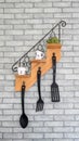 Kitchenware hanging on hook