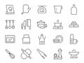 Kitchenware icon set. It included utensils, kitchen, pot, pan, microwave and more icons. Editable Stroke.