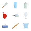 Kitchenware icons set, cartoon style Royalty Free Stock Photo