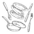 kitchenware kitchen set sketch hand drawn vector