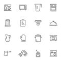 Kitchenware line icons set