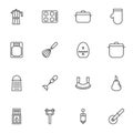Kitchenware line icons set