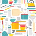 Kitchenware seamless pattern vector.