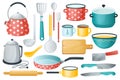 Kitchenware set graphic elements in flat design. Vector illustration Royalty Free Stock Photo