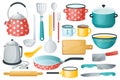 Kitchenware set graphic elements in flat design. Vector illustration Royalty Free Stock Photo
