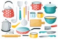 Kitchenware set graphic elements in flat design. Vector illustration