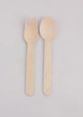 Kitchenware set of wooden spoon and fork isolated Royalty Free Stock Photo