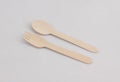 Kitchenware set of wooden spoon and fork isolated Royalty Free Stock Photo
