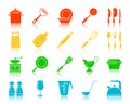 Kitchenware color silhouette icons vector set Royalty Free Stock Photo