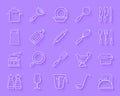 Kitchenware simple paper cut icons vector set Royalty Free Stock Photo