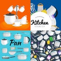 Kitchenware utensils set, Vector illustration of kitchen utensil. Background with utensil, cook equipment Royalty Free Stock Photo