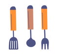 Kitchenware utensils, spoon and fork for cooking