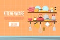 Kitchenware web banner design. Collection of kitchen appliances Royalty Free Stock Photo