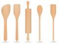 Kitchenware wood,spoon wood, knife wood and fork wood vector