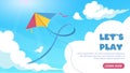 Kite banner lets play vector Royalty Free Stock Photo