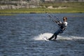 Kite boarder on Baikal lake in Siberia Russia