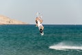 Kite boarder in Prasonisi Beache, Rhodes, Greece Royalty Free Stock Photo