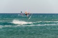 Kite boarder in Prasonisi Beache, Rhodes, Greece Royalty Free Stock Photo