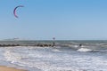 Kite boarder on a sunny day in winter Royalty Free Stock Photo