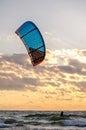 Kite boarder at sunset Royalty Free Stock Photo