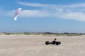 Kite buggy enjoying a windy day on the Wadden Sea island beaches of western Denmark Royalty Free Stock Photo