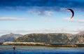 Kite flyer in sea background