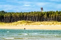 Kite flyer surfing at Newborough beach - Wales - UK