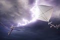 Kite getting struck by a bolt of lightning Royalty Free Stock Photo