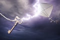 Kite getting struck by a bolt of lightning Royalty Free Stock Photo