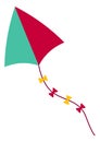 Kite icon. Color kid air toy on long string