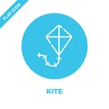 kite icon vector from baby toys collection. Thin line kite outline icon vector illustration. Linear symbol for use on web and