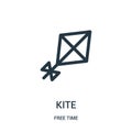 kite icon vector from free time collection. Thin line kite outline icon vector illustration. Linear symbol for use on web and