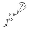 Kite line icon. Outline vector illustration isolated on white background. Coloring book for children Royalty Free Stock Photo