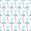 kite pattern. Kites seamless pattern. Flying kites background. Retro fabric style. Vector illustration.