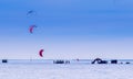 Kite Skiers on a frozen Alberta lake